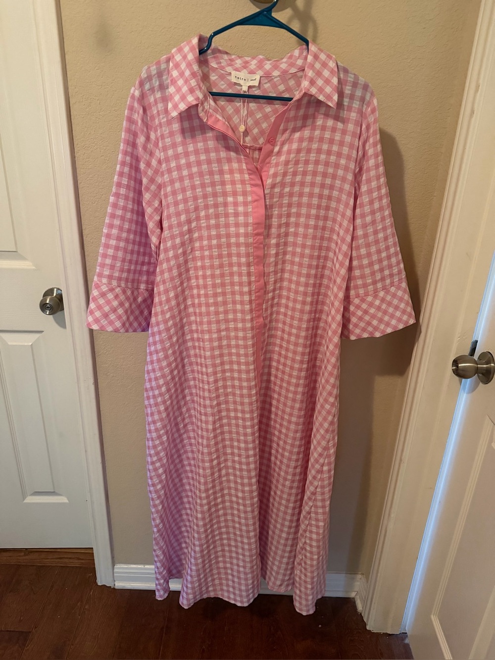 Entro Pink Gingham Shirt Dress -  with pocket  NWT oversize